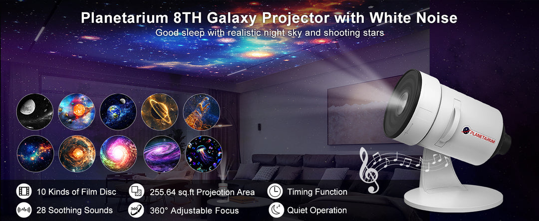 Galaxy Projector with Meteorite Function (8th Generation) - 10 Cartridges with 4K Quality Images