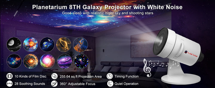 Galaxy Projector with Meteorite Function (8th Generation) - 10 Cartridges with 4K Quality Images