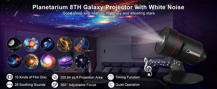 Galaxy Projector with Meteorite Function (8th Generation) - 10 Cartridges with 4K Quality Images