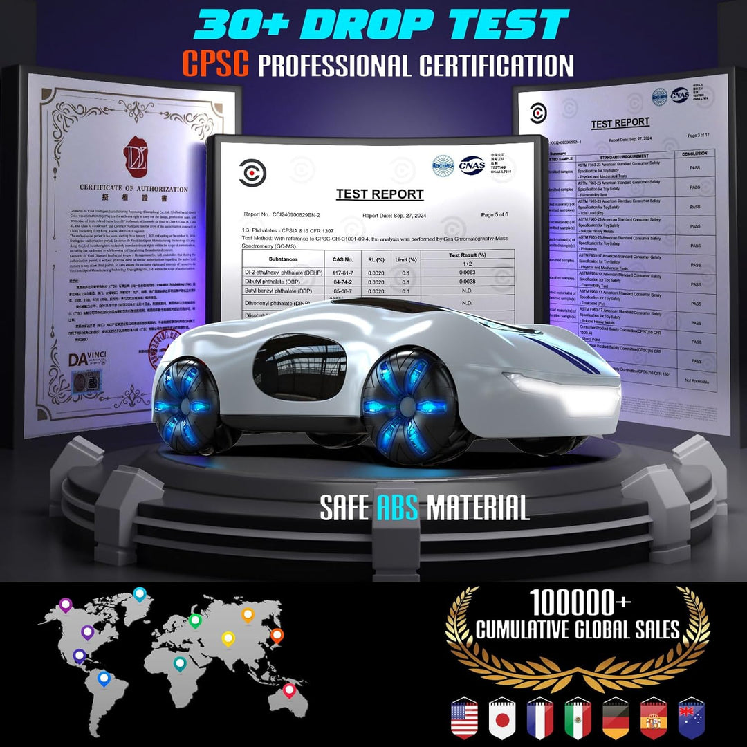 AEROQUEST RC kaskadérské auto s ovládáním gesty, světelnými efekty a kouřem, bílá