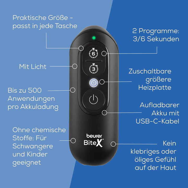 Beurer BiteX Max Deep Black – dobíjecí aplikátor tepla po bodnutí hmyzem
