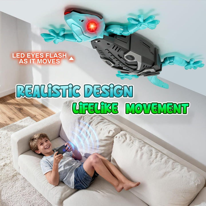 Charmofun RC Gekon na zeď s LED očima – dálkově ovládaný lezecký ještěr, modrá 1