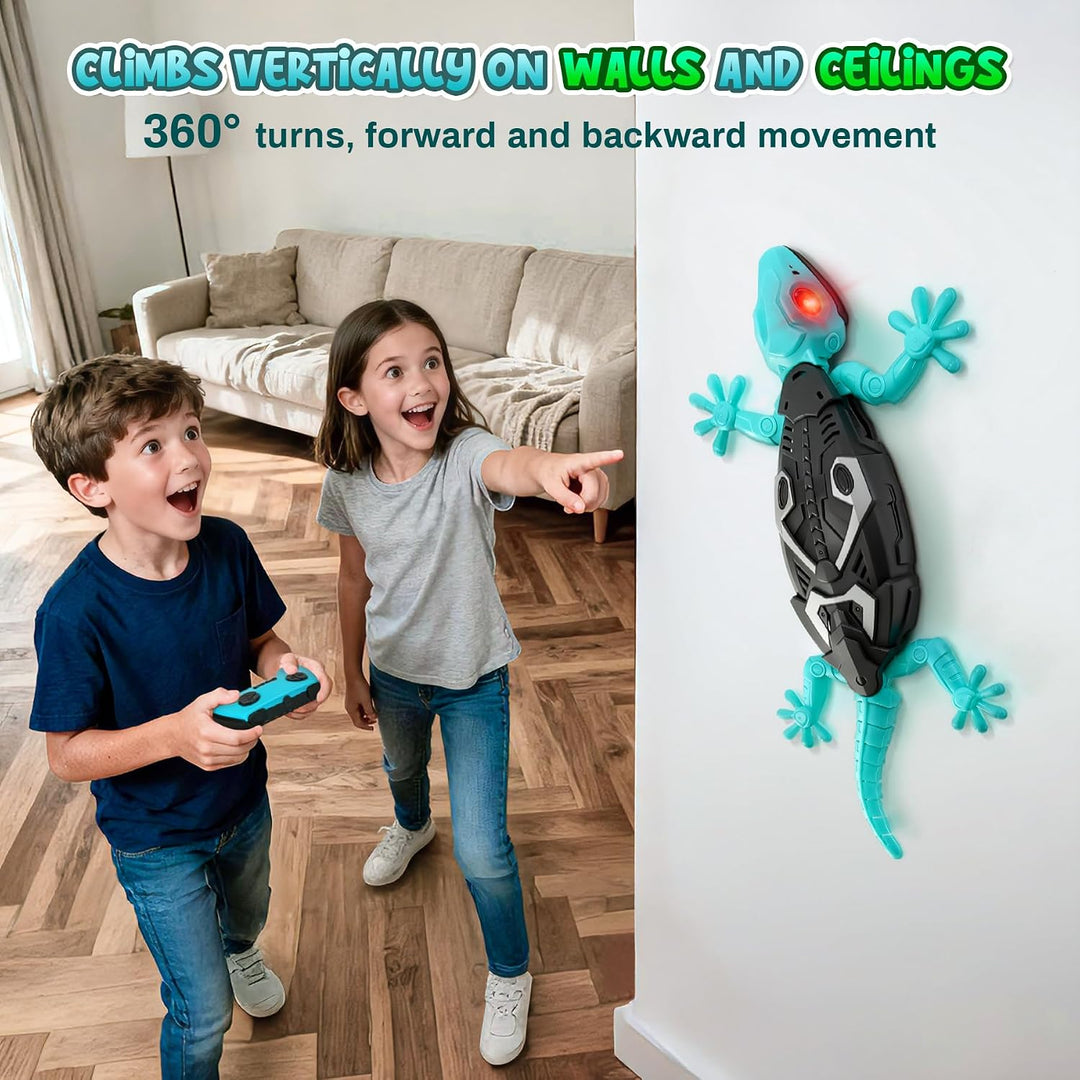 Charmofun RC Gekon na zeď s LED očima – dálkově ovládaný lezecký ještěr, modrá 1