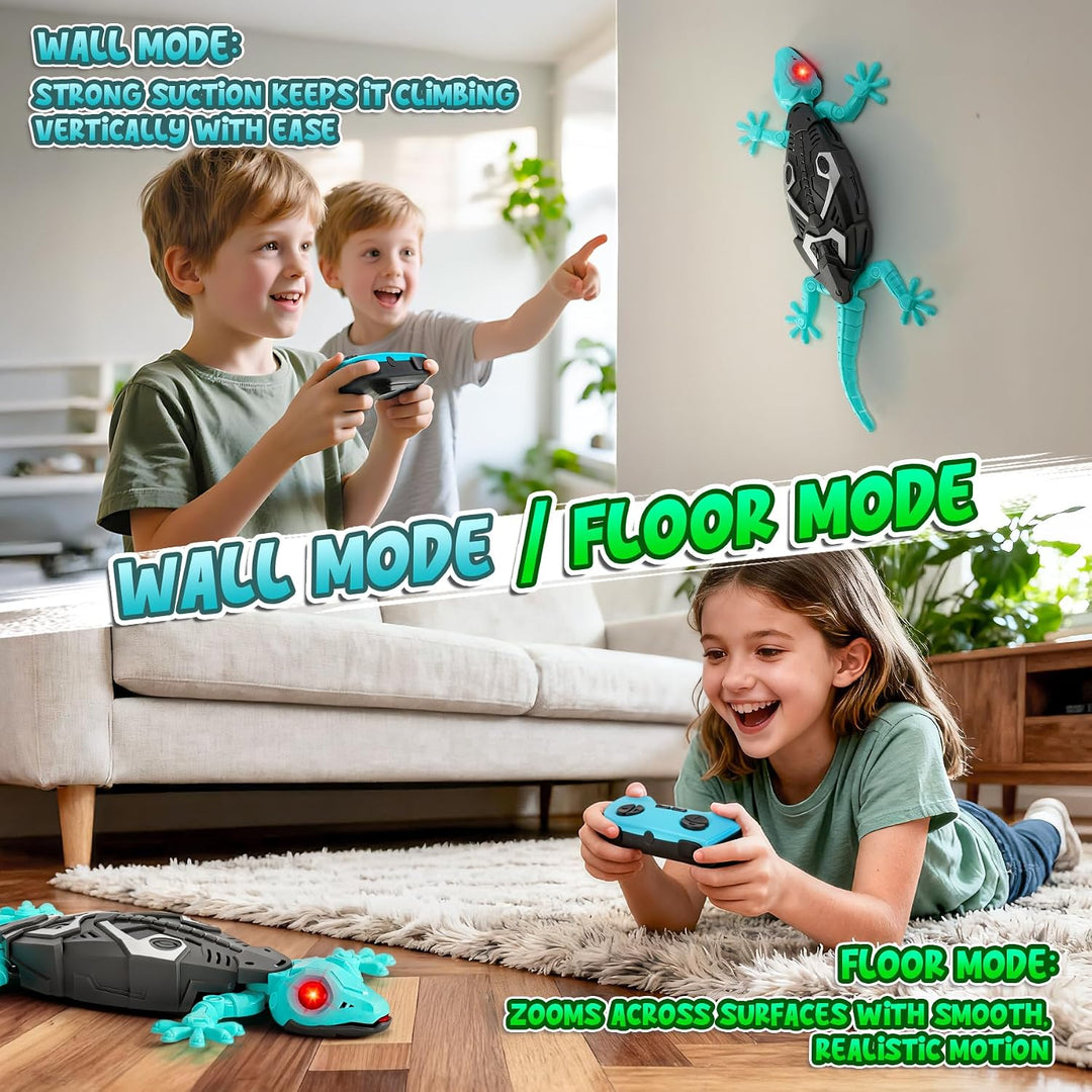 Charmofun RC Gekon na zeď s LED očima – dálkově ovládaný lezecký ještěr, modrá 1