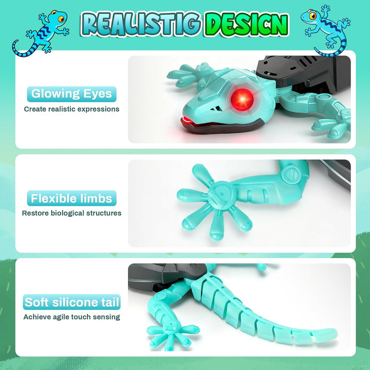 Charmofun RC Gekon na zeď s LED očima – dálkově ovládaný lezecký ještěr, modrá 1
