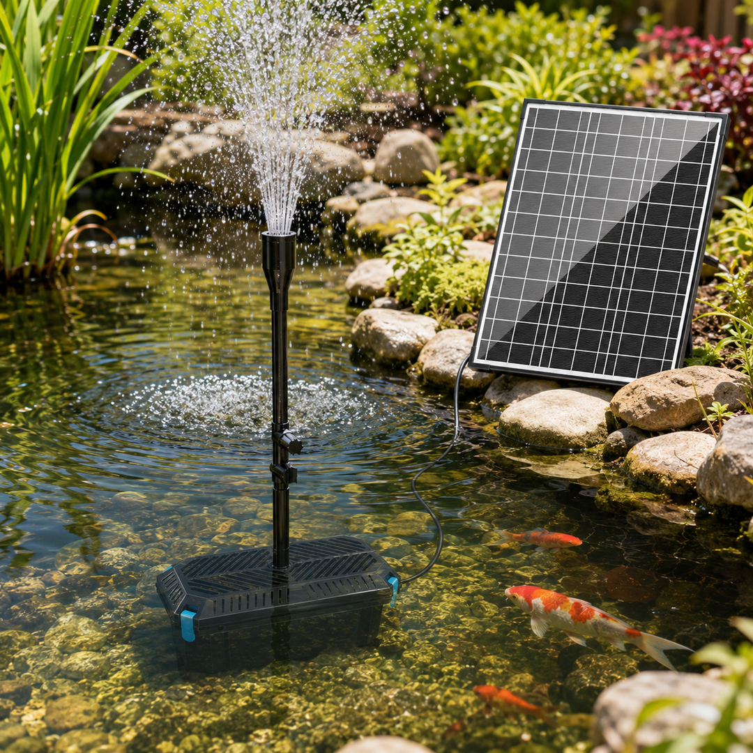 Solární jezírkový filtr s čerpadlem FA201 - 20 W panel, průtok 875 l/h, 4 trysky, biologická filtrace