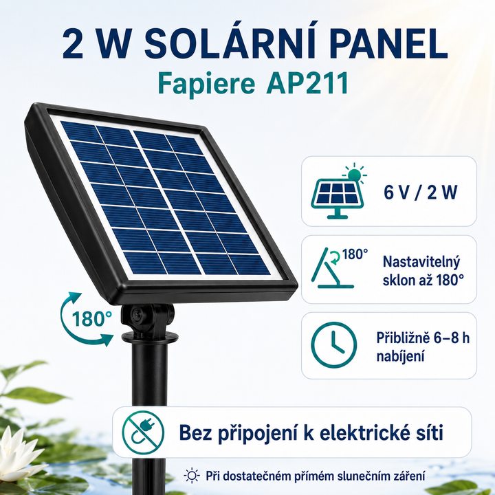 Fapiere Solar Pond Aerator AP211 – 2200 mAh battery, 2 operating modes, 2 W