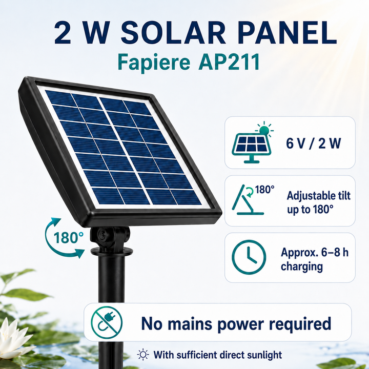 Fapiere Solar Pond Aerator AP211 – 2200 mAh battery, 2 operating modes, 2 W