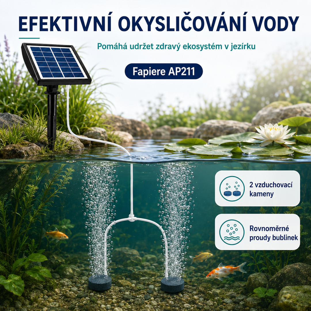Fapiere Solar Pond Aerator AP211 – 2200 mAh battery, 2 operating modes, 2 W