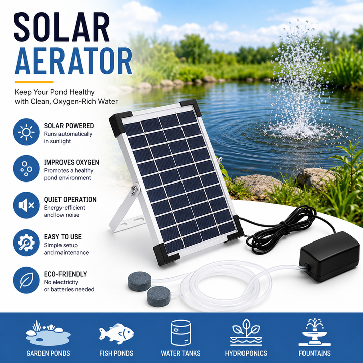 Fapiere Solar Pond Aerator AP206 - 2400 mAh Battery, 2 Modes, 5 W