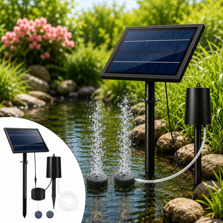 Fapiere Solární provzdušňovač jezírka AP016 – 2200 mAh baterie, 3 režimy, 8 W panel