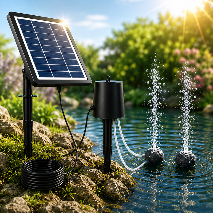 Fapiere Solar Pond Aerator AP015 - 2200 mAh Battery, 3 Operating Modes, 4 W
