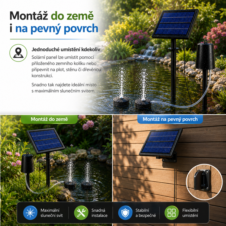 Fapiere Solární provzdušňovač jezírka AP016 – 2200 mAh baterie, 3 režimy, 8 W panel