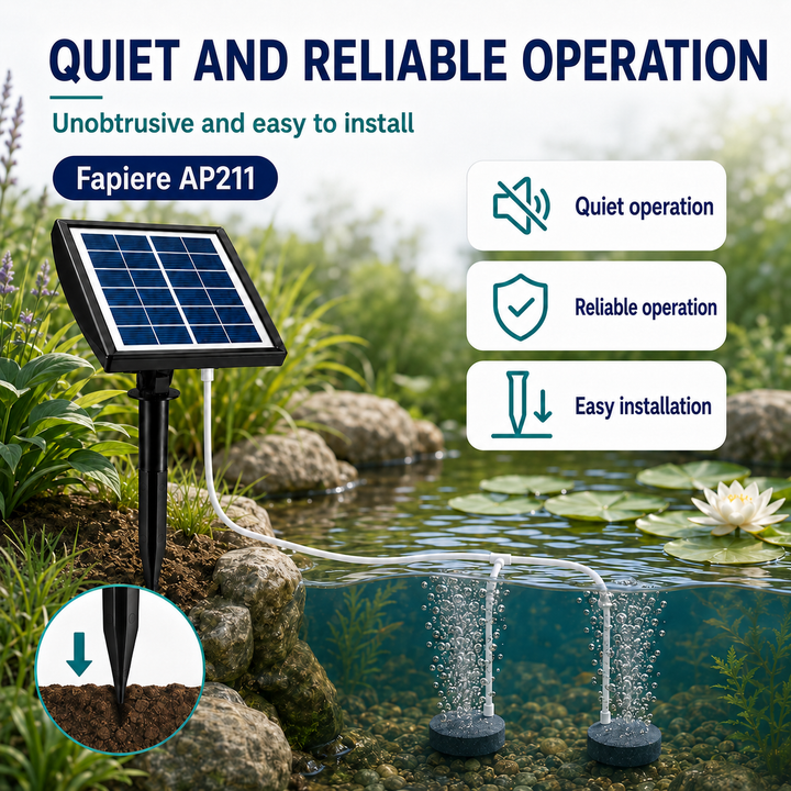 Fapiere Solar Pond Aerator AP211 – 2200 mAh battery, 2 operating modes, 2 W