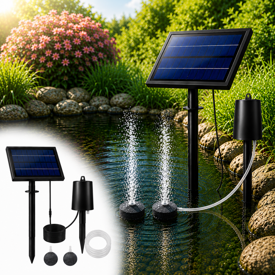 Fapiere Solární provzdušňovač jezírka AP016 – 2200 mAh baterie, 3 režimy, 8 W panel