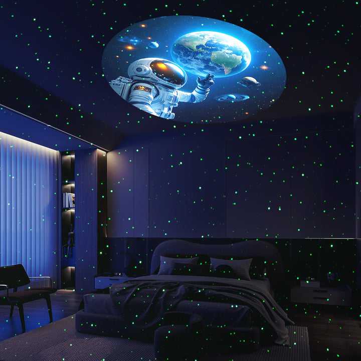 Galaxy and night sky projector - 6 image cassettes, Bluetooth speaker, app control