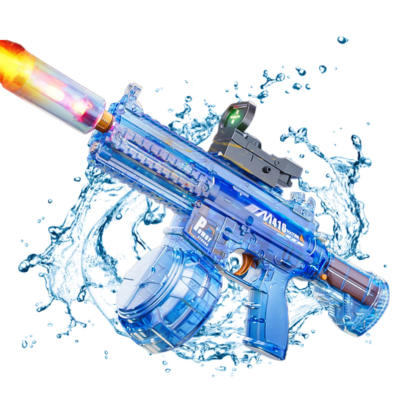 Elektrická vodní pistole M416 - světelné efekty, dostřel 8-10 m, 170 ml zásobník, 500 mAh baterie