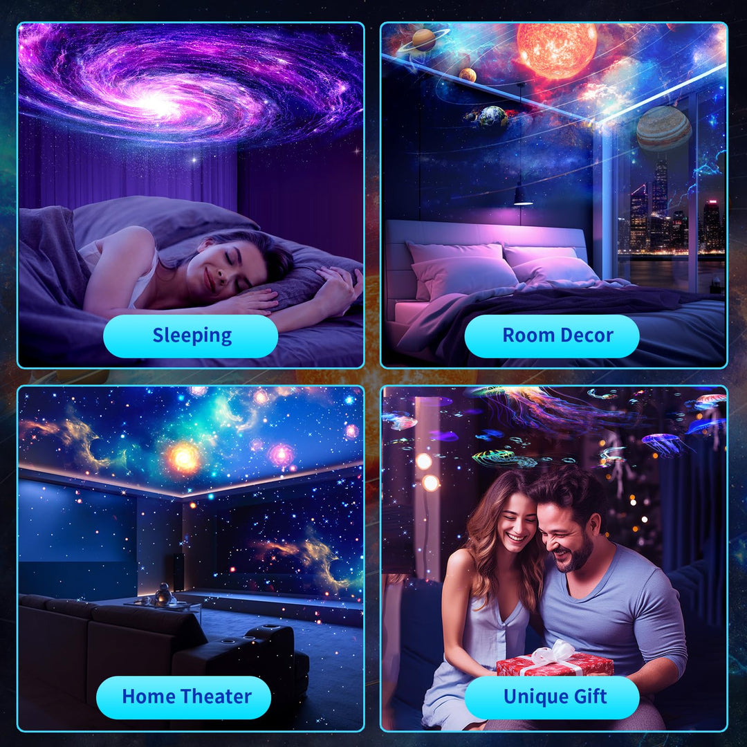 Galaxy Projector with Meteorite Function (8th Generation) - 10 Cartridges with 4K Quality Images