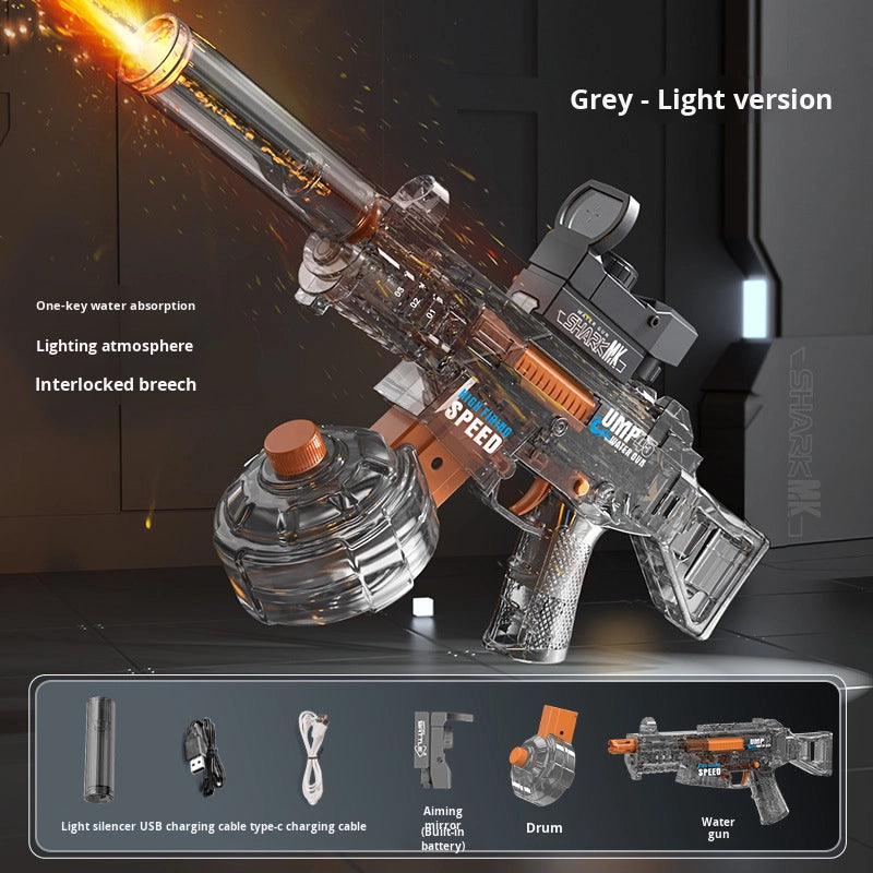 BATTLE Electric water pistol UMP45 – light effects, range 8–10 m, 350 ml tank, 500 mAh battery