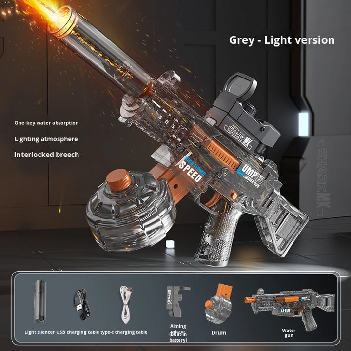 BATTLE Electric water pistol UMP45 – light effects, range 8–10 m, 350 ml tank, 500 mAh battery