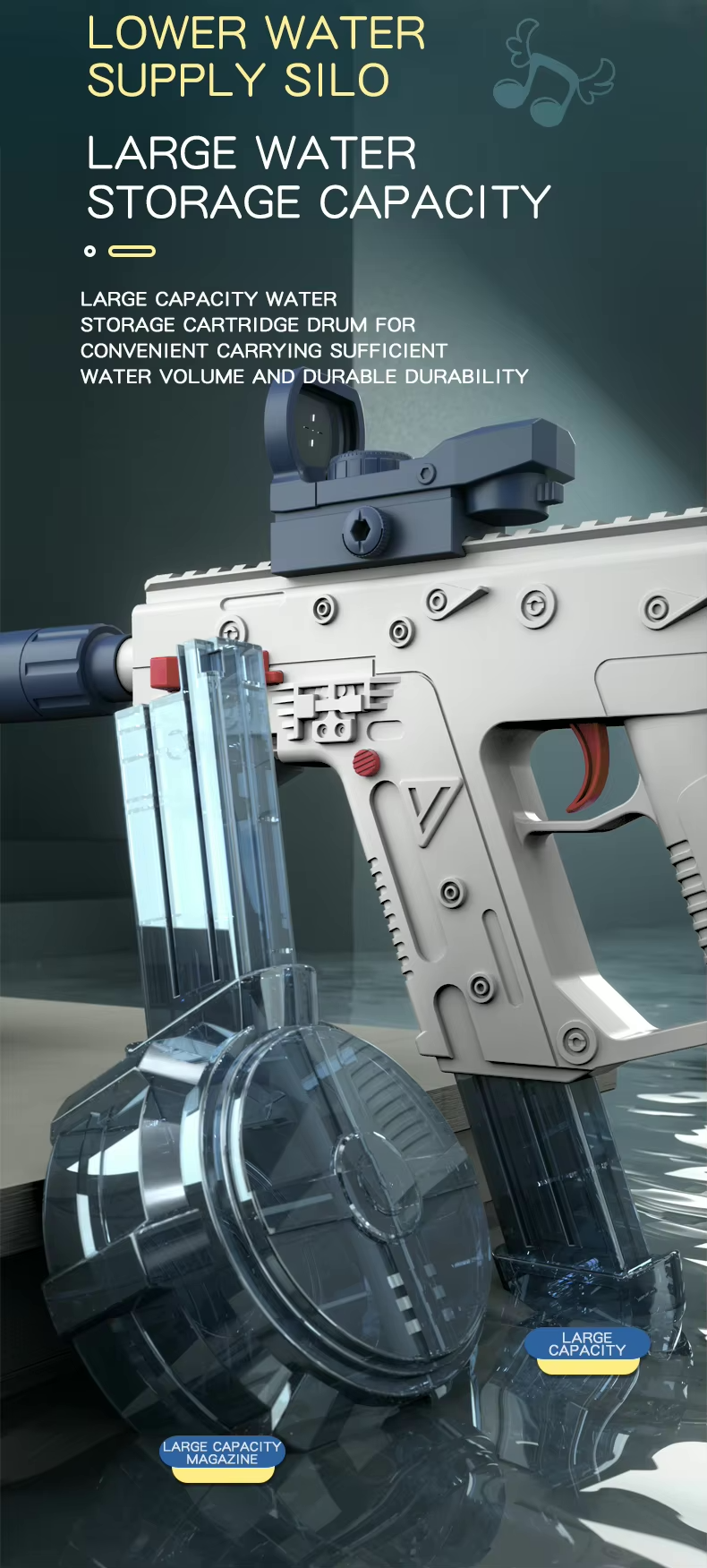 VECTOR Electric Water Gun for Kids | With long range and double magazine