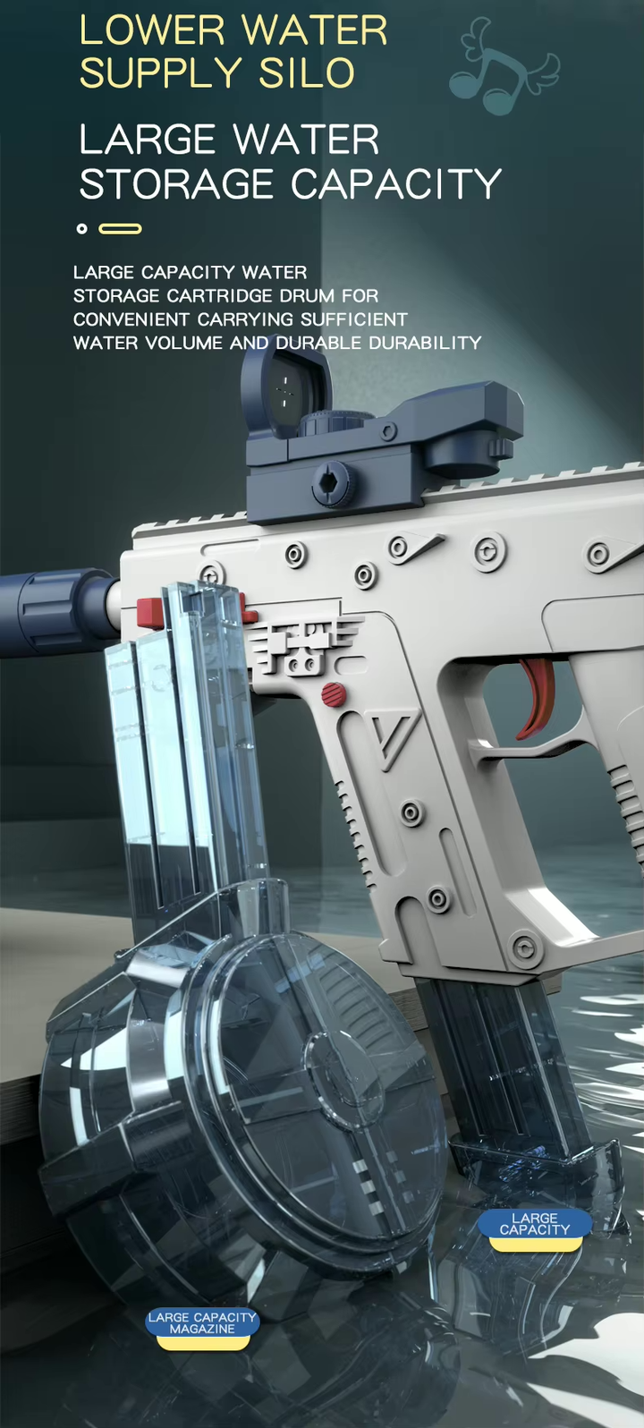 VECTOR Electric Water Gun for Kids | With long range and double magazine