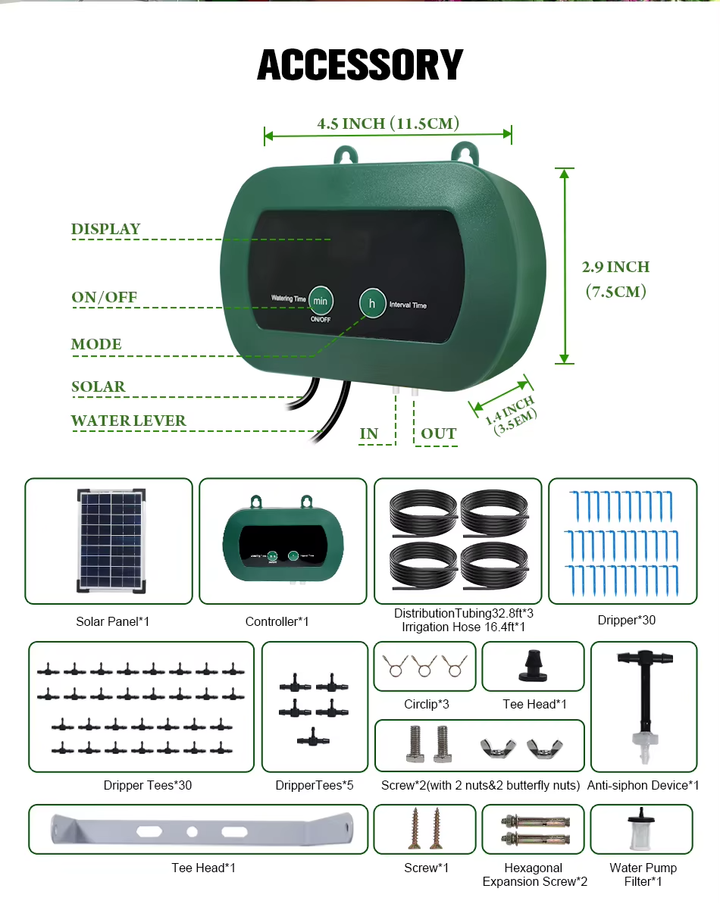 Fapiere Solar Irrigation System IC008 – automatic drip irrigation, 300 modes, for 30 plants