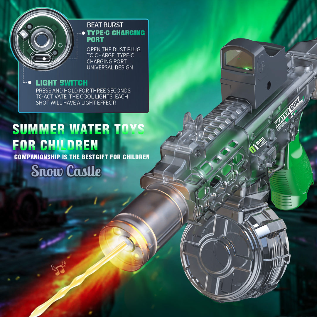 BATTLE Electric water pistol AK47 – light effects, range 8–10 m, 270 ml magazine