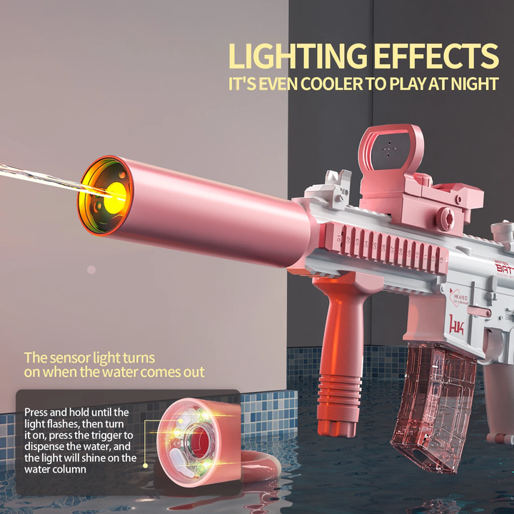 M416 Electric water pistol with light and sound effects | range up to 10 m, 2 magazines 