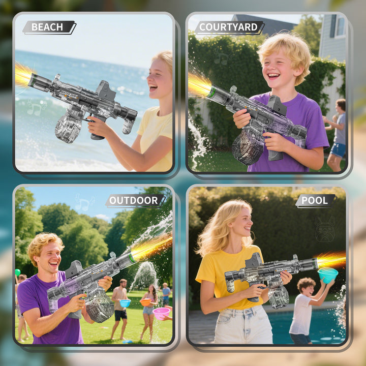 BATTLE Electric water pistol AK47 – light effects, range 8–10 m, 270 ml magazine