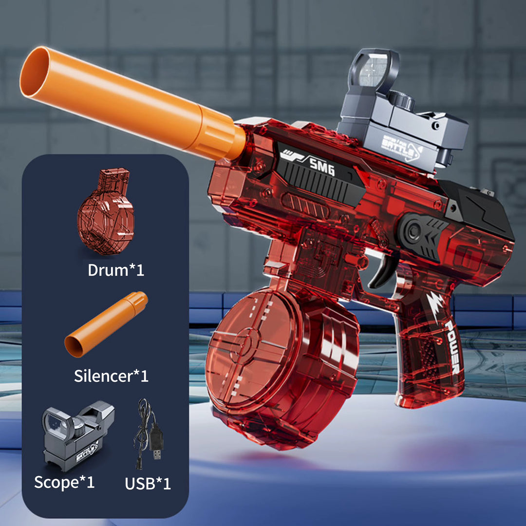 Elektrická vodní pistole SMG – světelné efekty, dostřel 8–10 m, 425 ml zásobník, 1200 mAh baterie