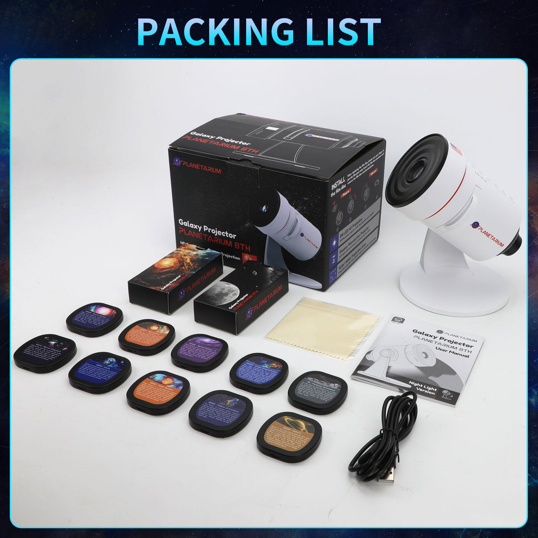 Galaxy Projector with Meteorite Function (8th Generation) - 10 Cartridges with 4K Quality Images