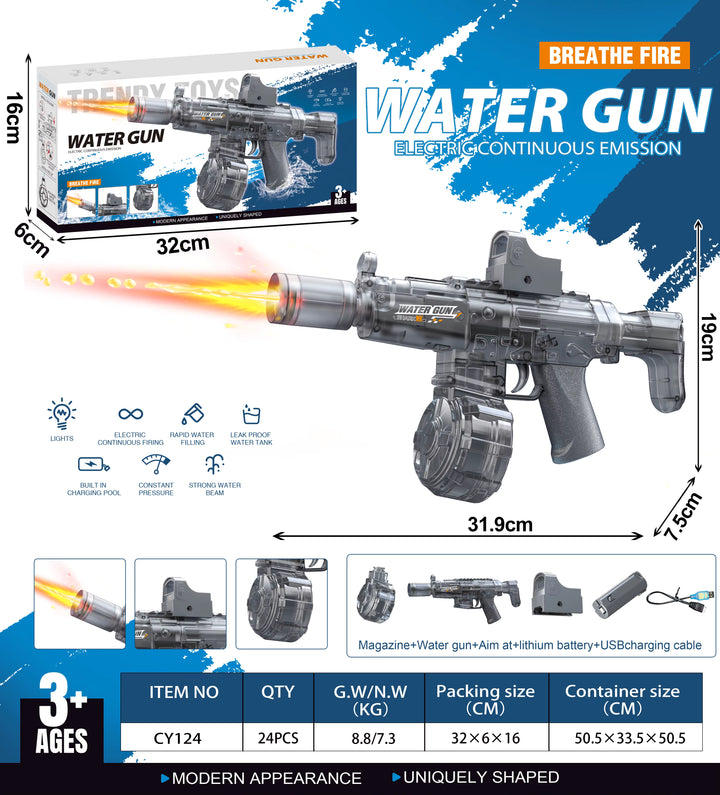 BATTLE Electric water pistol AK47 – light effects, range 8–10 m, 270 ml magazine