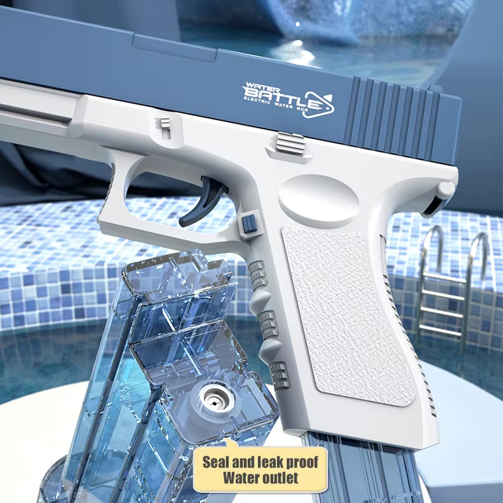 Elektrická vodní pistole pro děti - Glock | Dlouhý dostřel, 2 zásobníky, automatické střílení