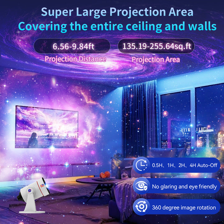 Galaxy Projector with Meteorite Function (8th Generation) - 10 Cartridges with 4K Quality Images