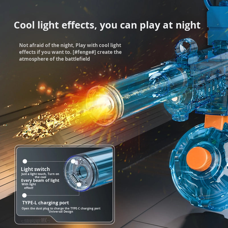 BATTLE Elektrická vodní pistole UMP45 – světelné efekty, dostřel 8–10 m, 350 ml zásobník, 500 mAh baterie