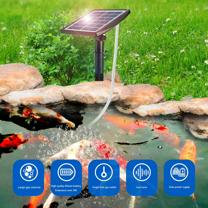 Fapiere Solární provzdušňovač jezírka – 2200 mAh baterie, 2 režimy, 2 W