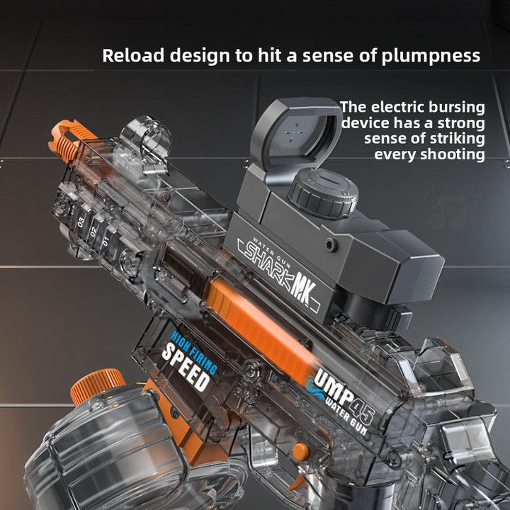 BATTLE Electric water pistol UMP45 – light effects, range 8–10 m, 350 ml tank, 500 mAh battery