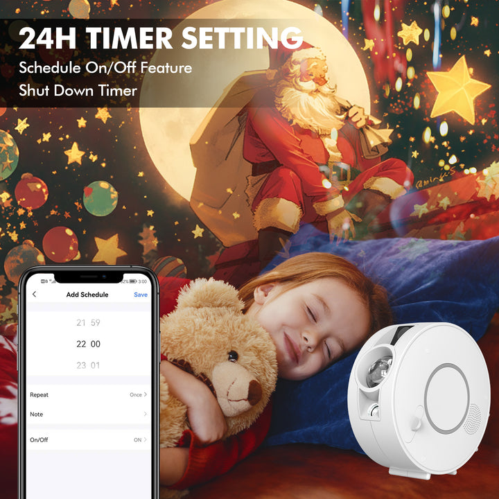 Galaxy and night sky projector - 6 image cassettes, Bluetooth speaker, app control
