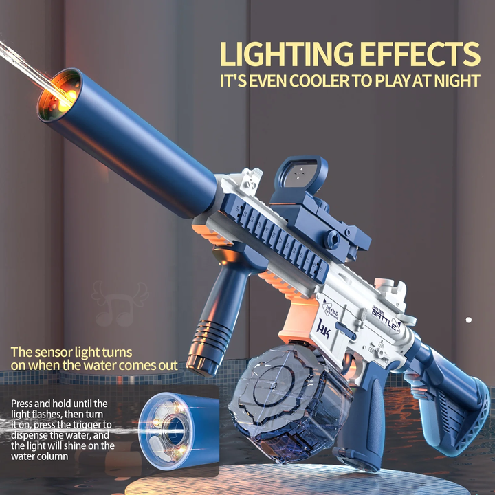 M416 Electric water pistol with light and sound effects | range up to 10 m, 2 magazines 