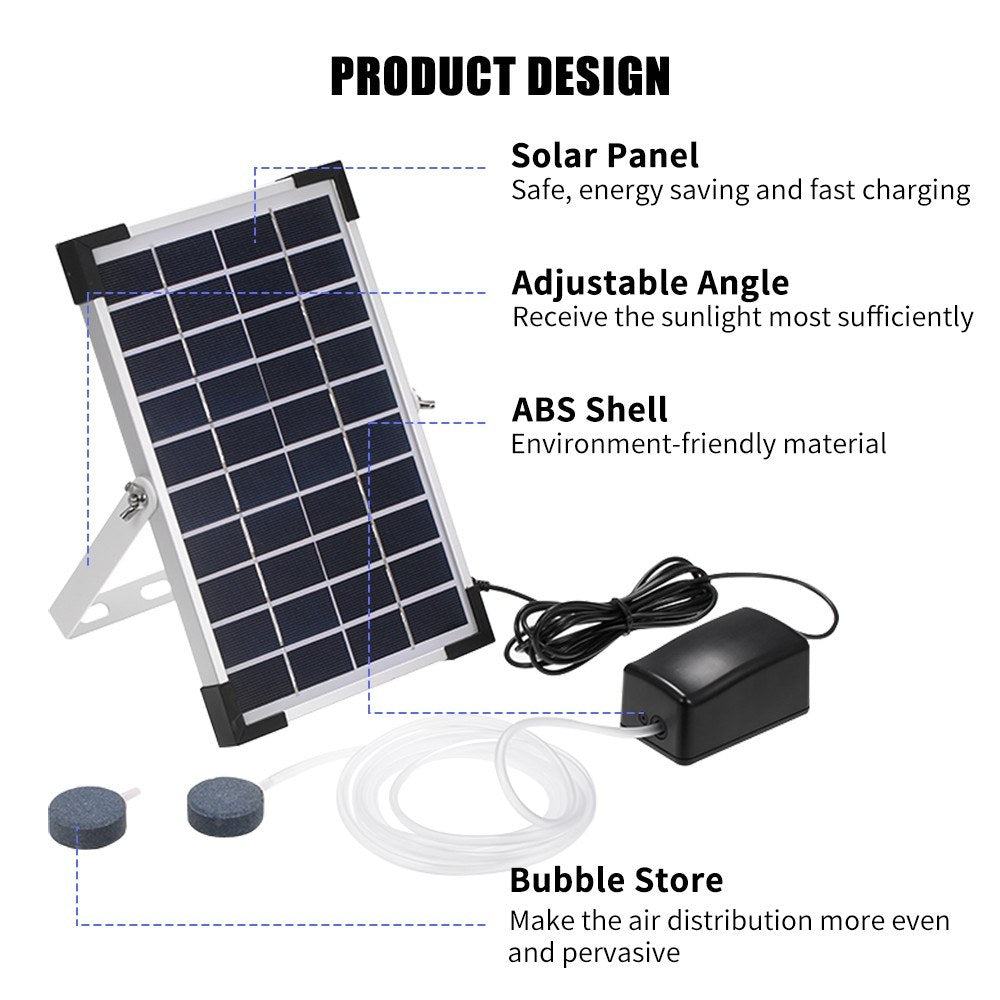Fapiere Solar Pond Aerator AP206 - 2400 mAh Battery, 2 Modes, 5 W