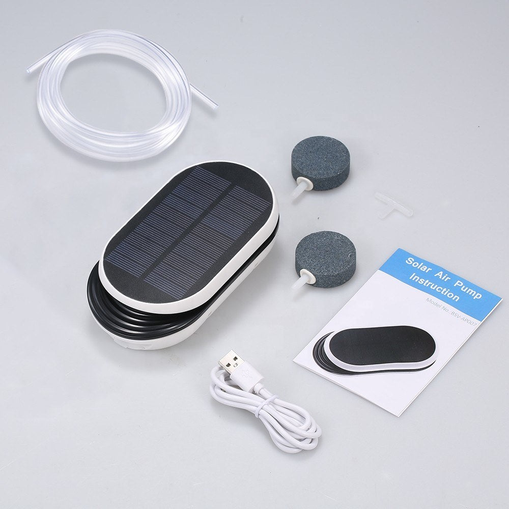 Solární provzdušňovač jezírka AP007 – 3600 mAh baterie, 2 režimy provozu, 1 W panel