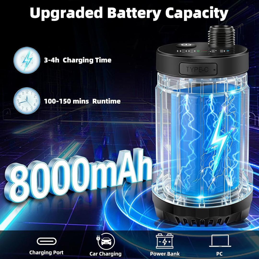 Uplayteck Portable Camping Shower with 8000mAh Battery – High Water Pressure, LED Display, and IPX8