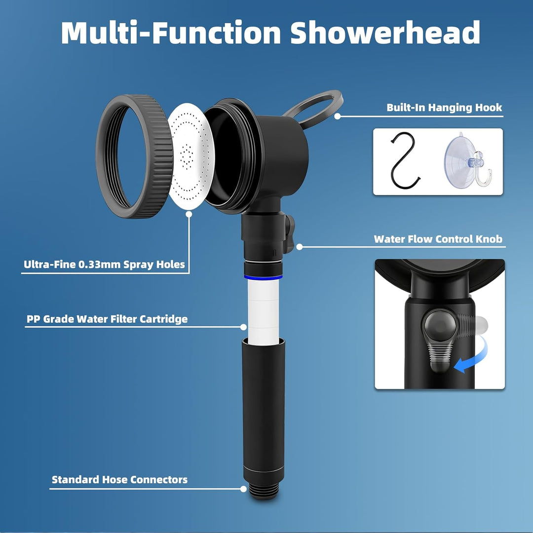 Uplayteck Portable Camping Shower with 8000mAh Battery – High Water Pressure, LED Display, and IPX8