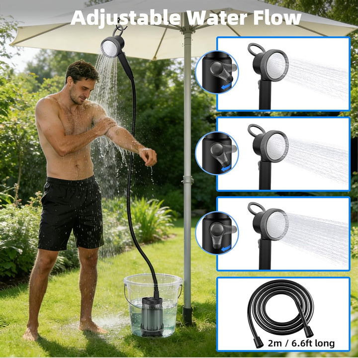 Uplayteck Portable Camping Shower with 8000mAh Battery – High Water Pressure, LED Display, and IPX8