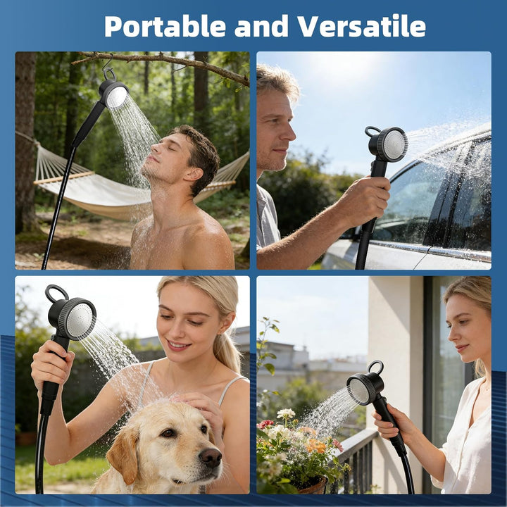 Uplayteck Portable Camping Shower with 8000mAh Battery – High Water Pressure, LED Display, and IPX8