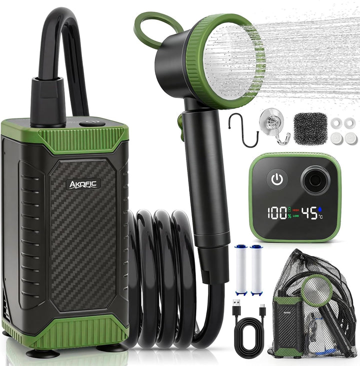 Uplayteck Portable Camping Shower with 8000mAh Battery – High Water Pressure, LED Display, and IPX8