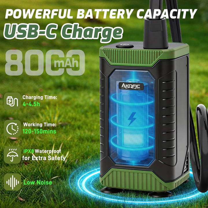 Uplayteck Portable Camping Shower with 8000mAh Battery – High Water Pressure, LED Display, and IPX8