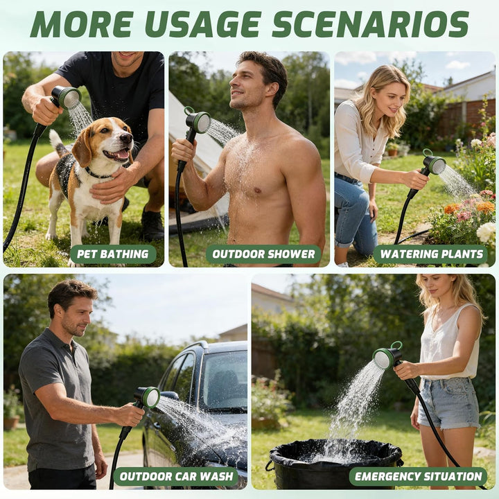 Uplayteck Portable Camping Shower with 8000mAh Battery – High Water Pressure, LED Display, and IPX8