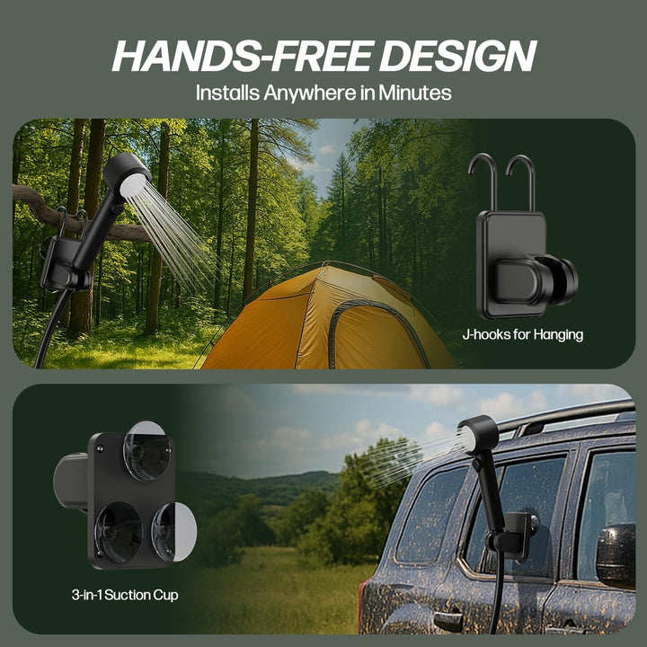 Mytrix Portable Camping Shower – High Water Pressure 10 l/min, 7800 mAh, and 4 Spray Modes